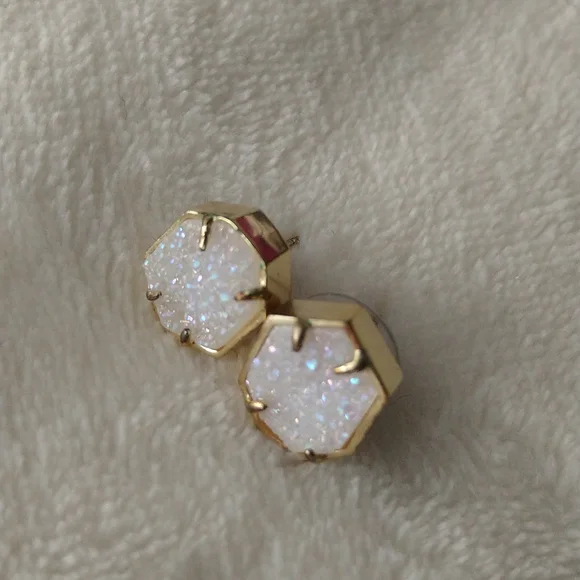 Kendra Scott Taylor Iridescent Drusy Earrings Gold Statement Studs - Picture 2 of 8